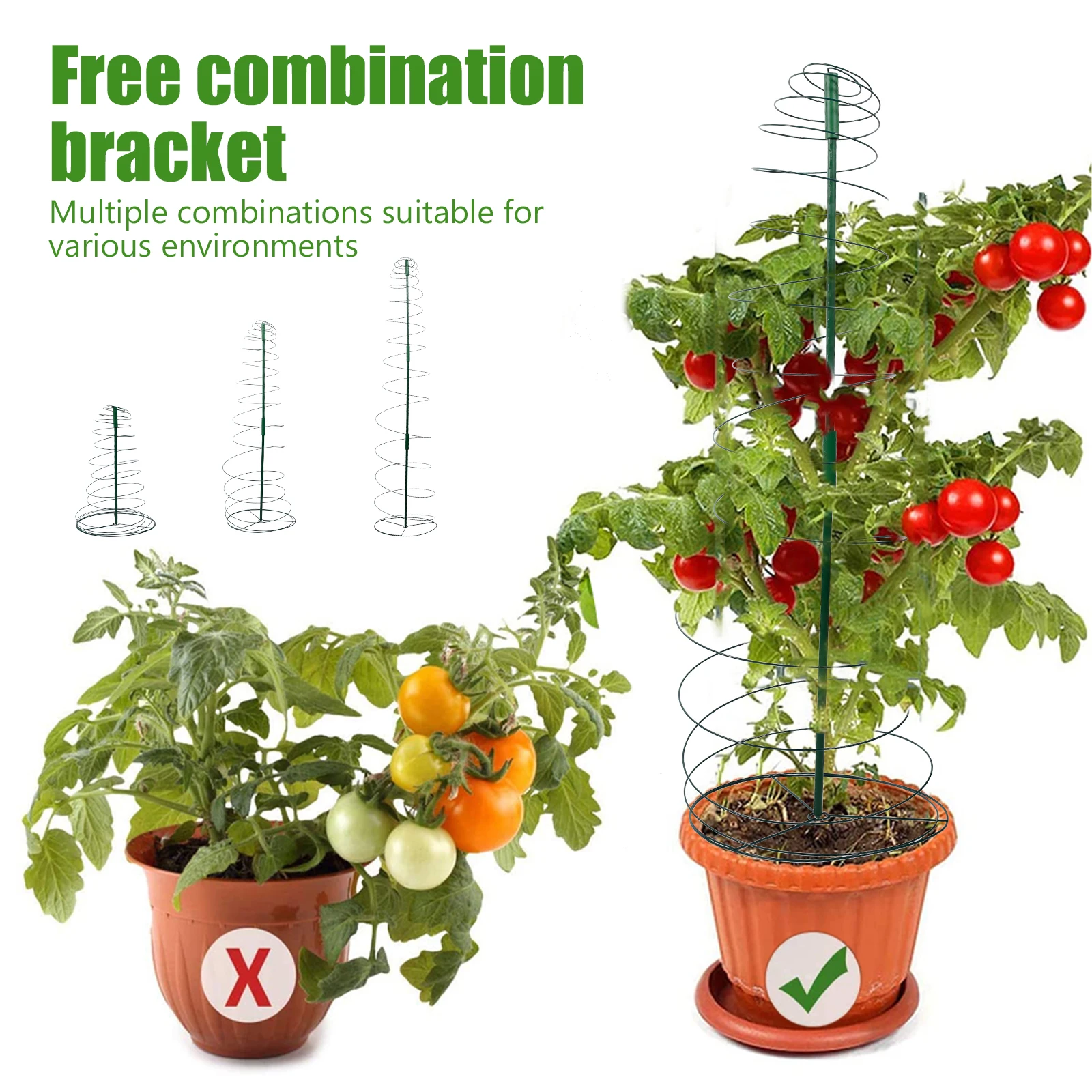 Spiral Plant Support Stretchable Vegetable Support Stakes Rustproof Tomato Grow Support Cage Ring Extendable Climbing Plants