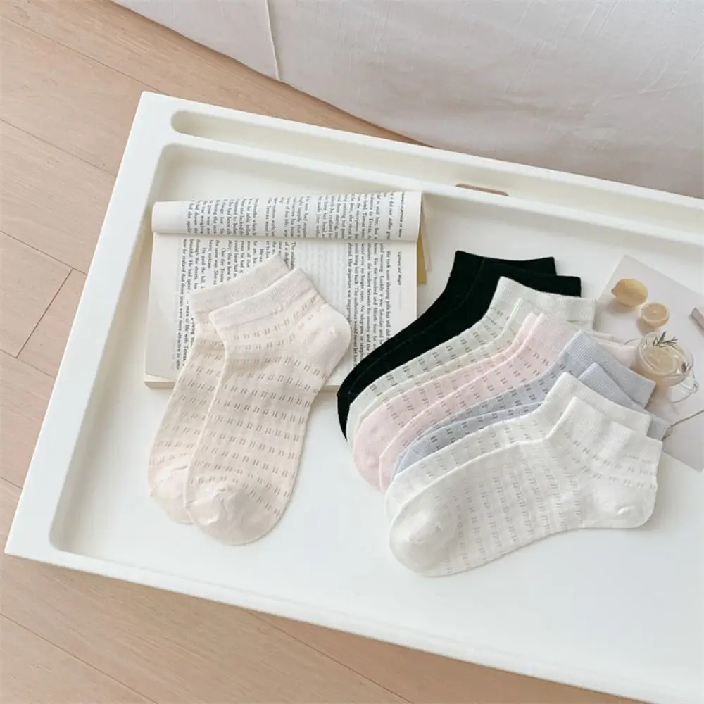 6Pairs Soft Simple Mesh Hole Socks Sweet Breathable Solid Tube Socks Ins Style Female Hosiery Socks Women Girl