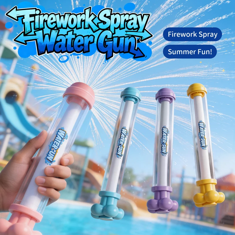 1/3PCS Fireworks Pull-out Water Gun Outdoor Splash Games Beach Swimming Pool Lawn Party Activities Interactive Water Spray Toy