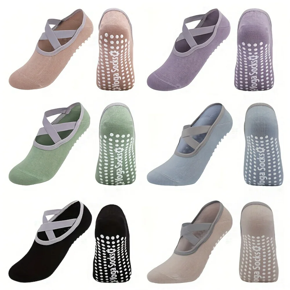 

6 Pairs Of casual Socks, Womens Short Tube Boat Socks, Silicone Anti Slip Dance, Indoor Pilates Floor Socks Gift box Paper bag