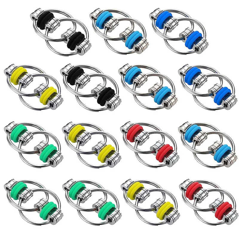 5Pcs Fingertip Metal Key Ring Finger Toy Creative Adult And Children Stress Relieving Toy Bicycle Chain Toy Backpack Decoration