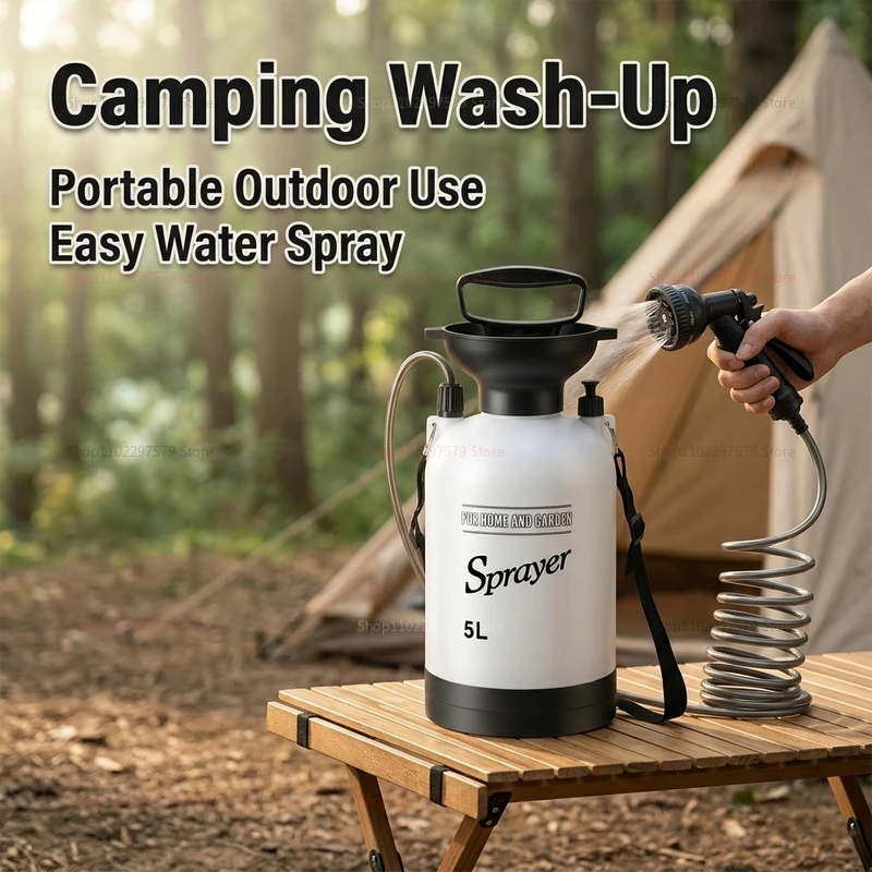 Portable Camping Shower 5L Manual Pump Water System Outdoor Shower with 1.5 Meter Hose Perfect for Hiking Beach Backpacking view 4