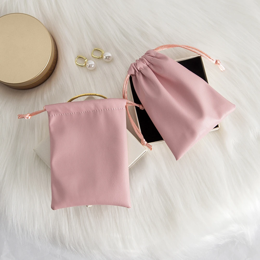 10 Stück PU-Leder rosa Schmuckbeutel Ring Ohrring Armband Kordelzug Beutel Gefälligkeiten tragbare Reise Seife Süßigkeiten Aufbewahrungstasche – Detail 8