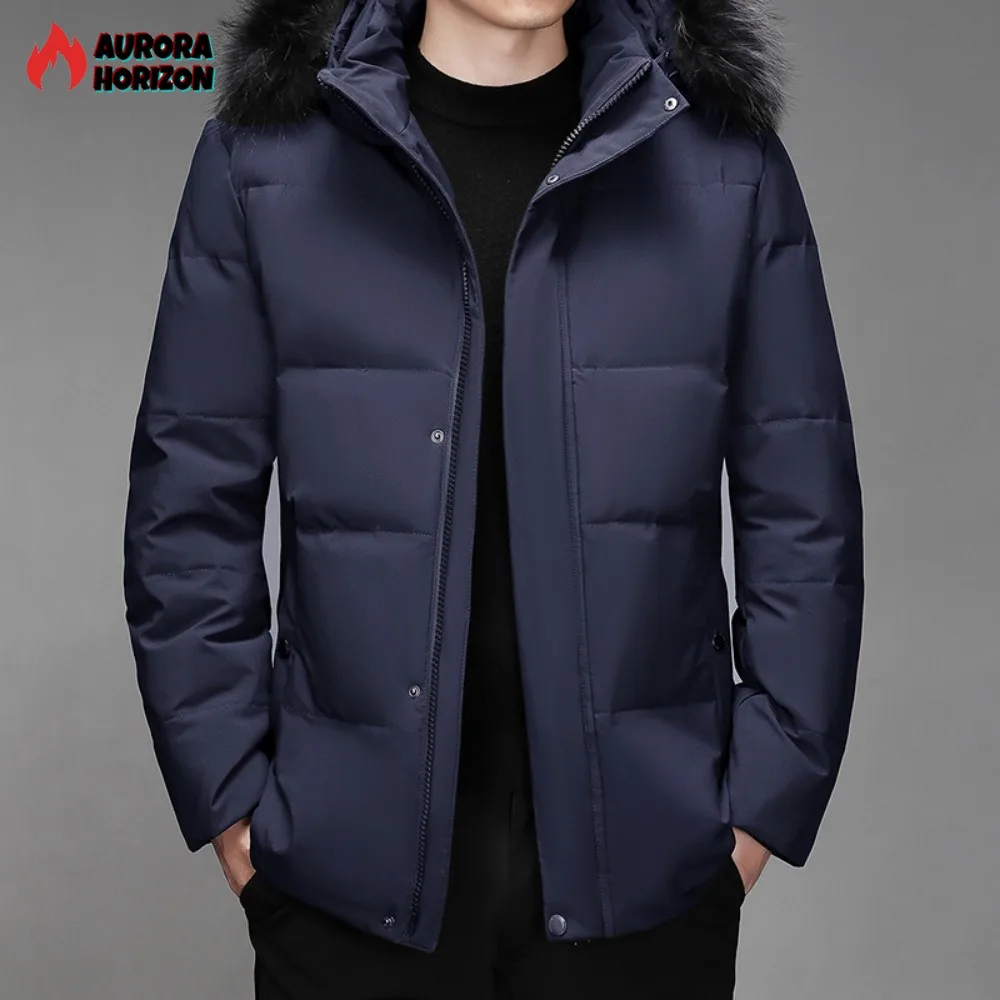 ZOZOWANG 2023 Arrival Duck Down Jacket Big Fur Hat Collar Detachable Thick Winter Plus Size 4XL Warm Mens Winter Down Coats