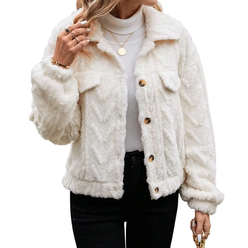 Autumn Winter Women Jacket Thick Warm 2024 Korean Double-sided Plush Windproof Outwear Solid Color Button Jacket Coat