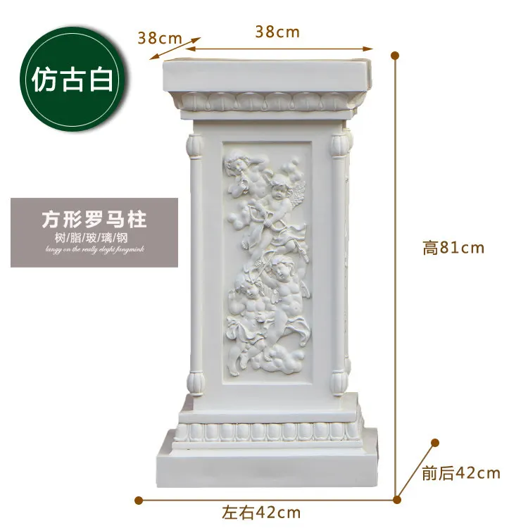 Roman column, large European-style sculpture display stand, white circular base, garden entrance decoration, square shape