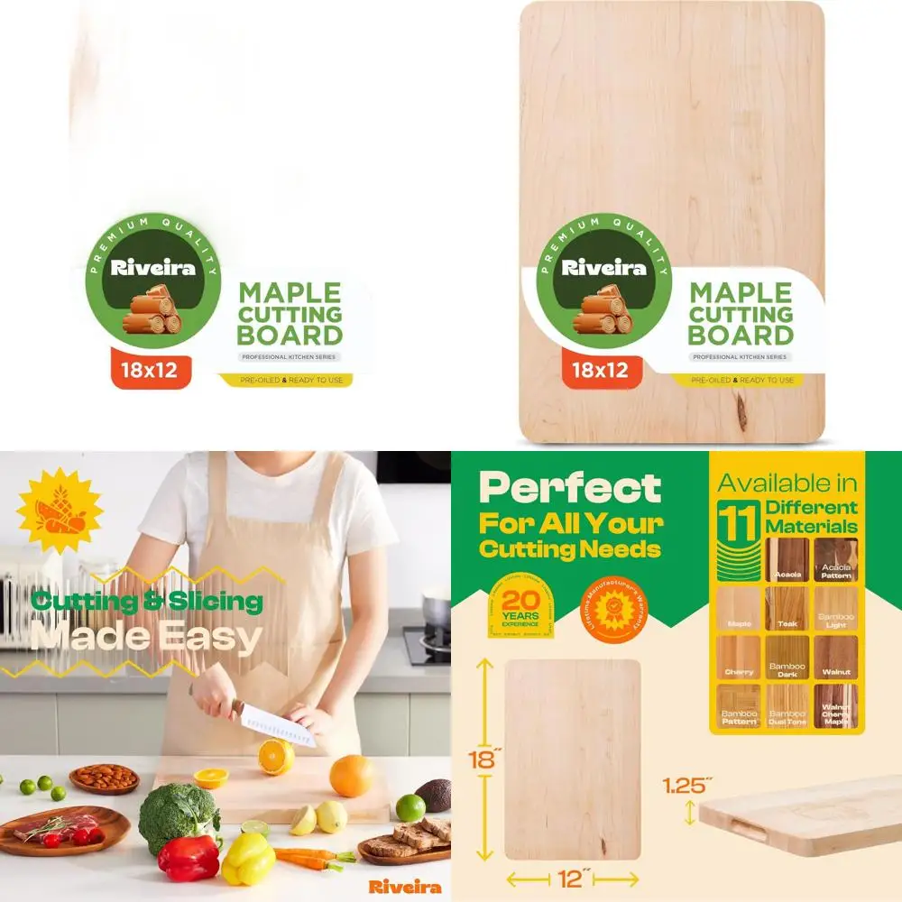 

Maple Grandeur Cutting Board: 18 x 12 Maple Wood Chopping Block with Decorative Juice Grooves