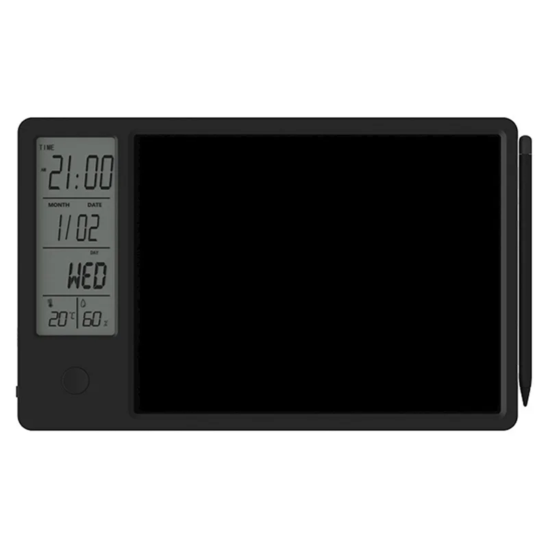 

Multi-Function Electronic Calendar Desktop Calendar LCD Handwriting Board Office Memo Desktop Ornament Calendar,Black Durable-PO