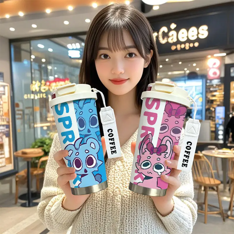 

Kawaii Sprunki Cartoon Thermos Bottle with Straw Stainless Steel Thermal Cup Car Insulated Flask Water Tumbler for Outdoor
