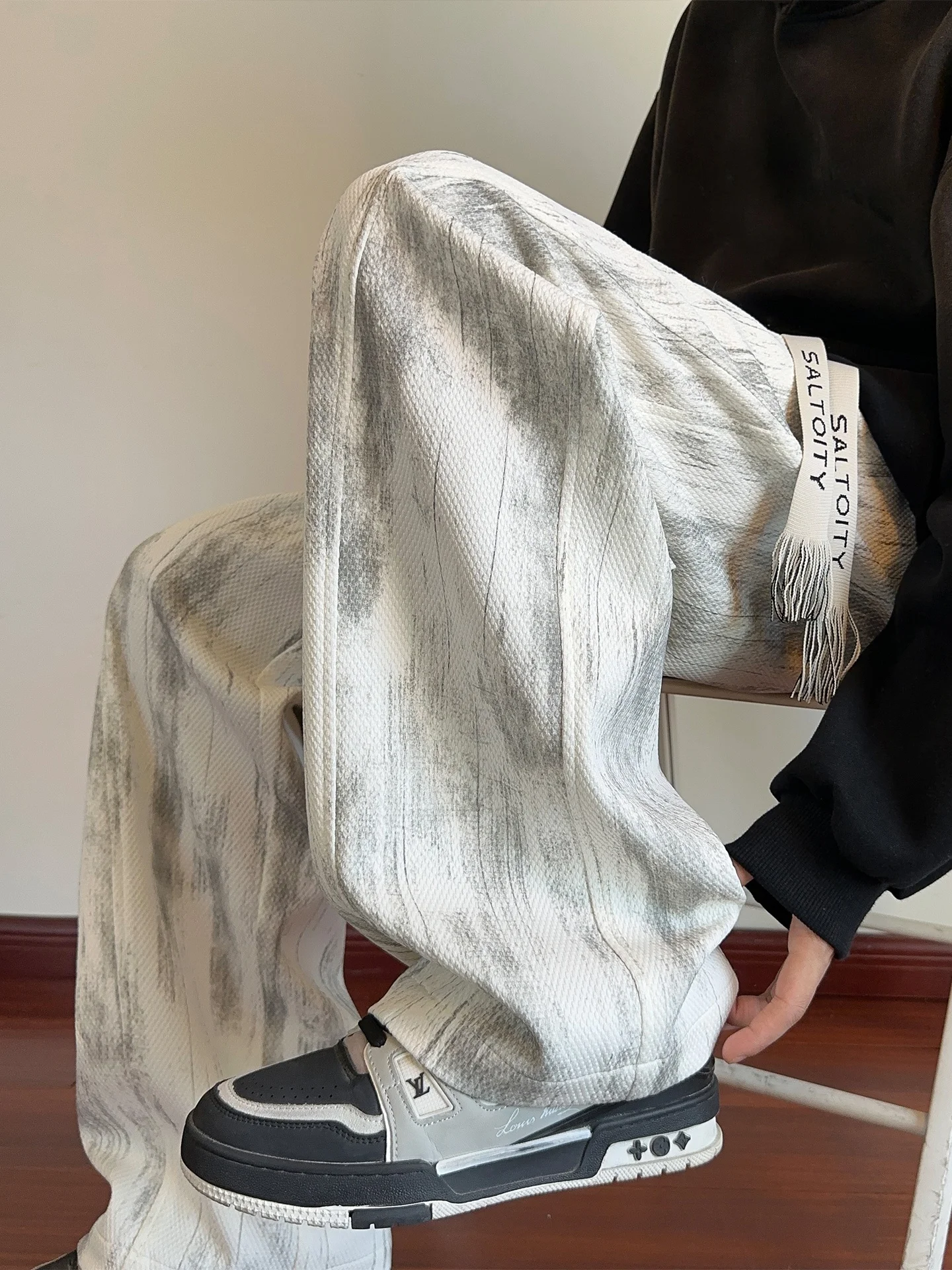 

Trendy Dyed Casual Pants Men's Autumn Winter Loose Wide Leg Long Sports Sweatpants Large Size New 2025 Straight Tube Pants