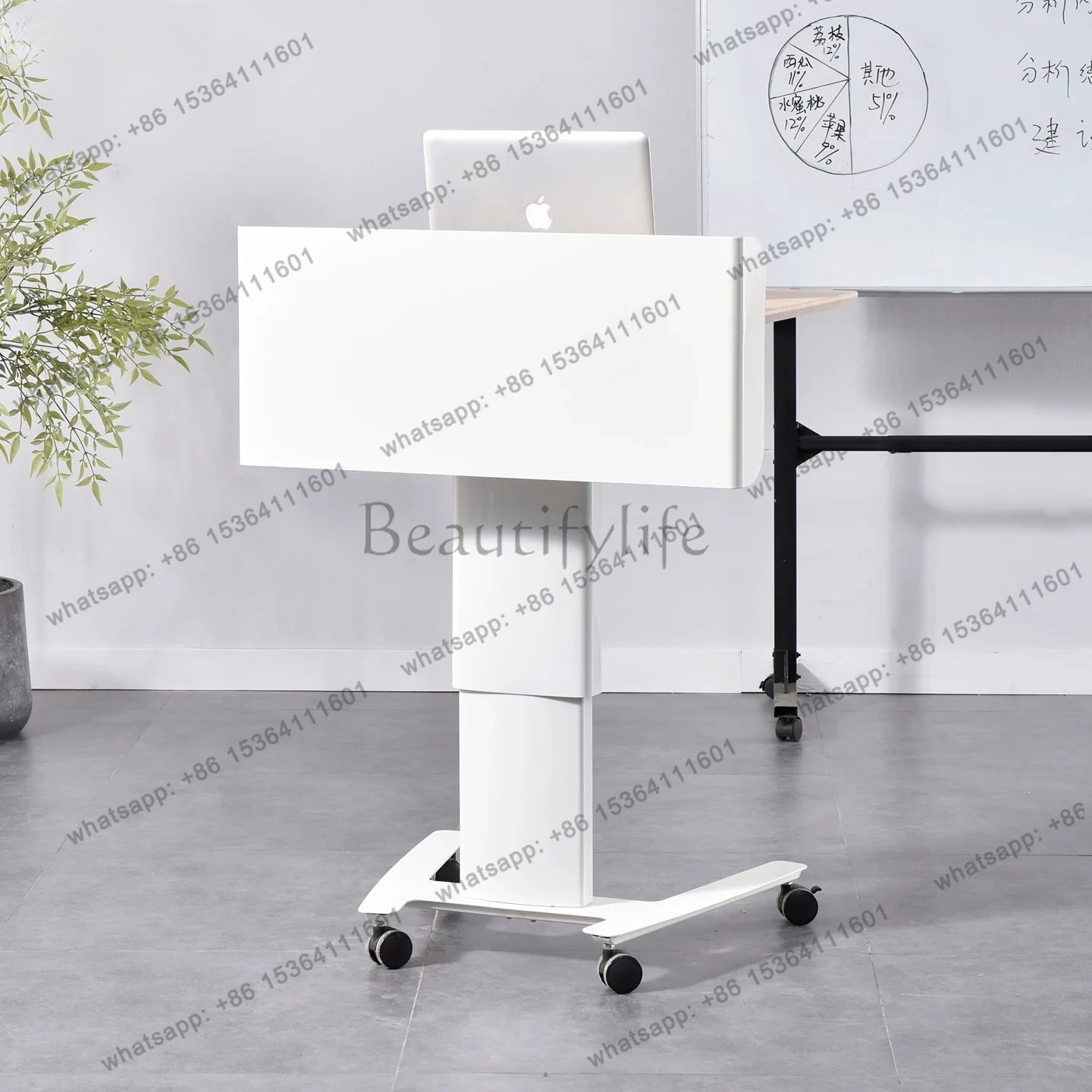 Adjustable Lectern for Classroom and Meeting Room, Mobile Lecture Table for Exhibition Hall and Reception Desk