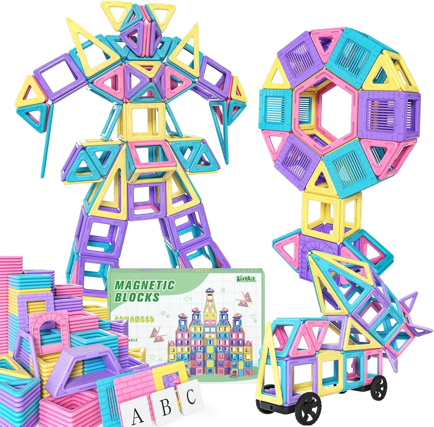 

100 магнитных плиток, развивающие строительные блоки STEM для детей 3-8 лет, подарки на день рождения