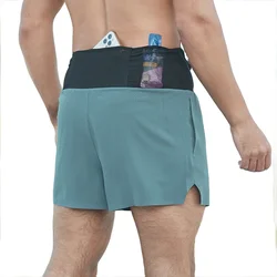 Multi-Pockets Running Shorts Men Quick Dry Workout Training Fitness Jogging Gym Sports Shorts with Waist Pouch(Triangle Liner)