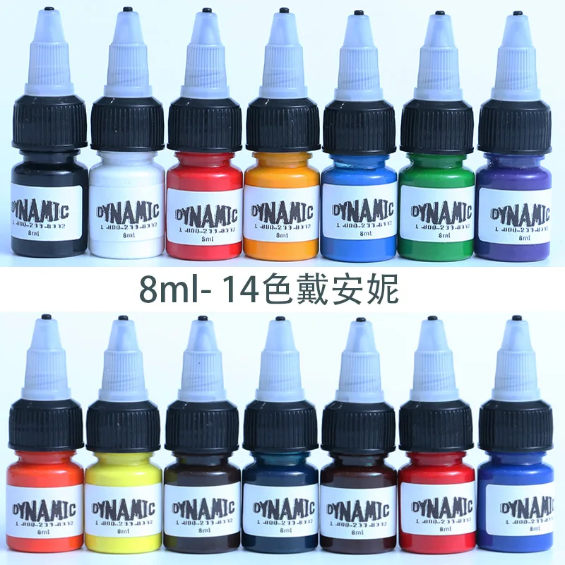 Tinta tato profesional, 14 warna/set 8ml/botol Set warna pigmen mikropigmentasi tanaman alami untuk seni tubuh