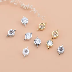 S925 Sterling silver double ring connection Ring Zircon jewelry accessories Handmade bracelet necklace diy beaded material