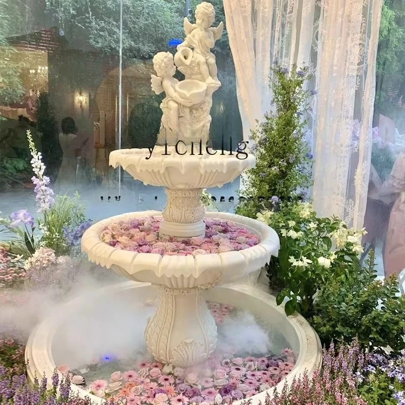 BJ-23  European Floor Circulation Fountain Angel Sculpture Interior Decoration Wishing Pond Fairy Garden