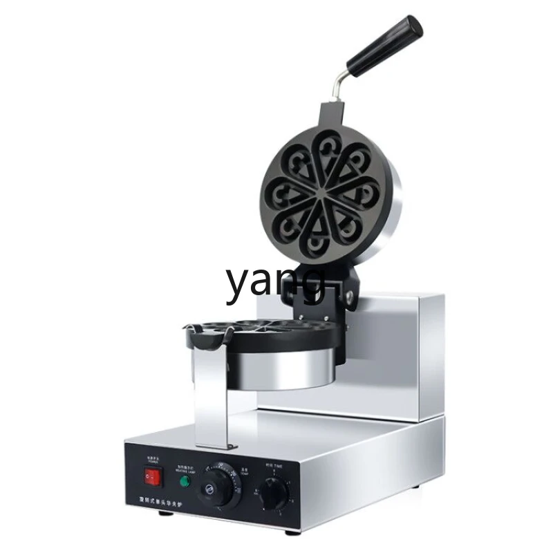 YJQ Waffle Muffin Machine Commercial Water Drop Petal Heart Shape Rotary Lattice Hearth Cake Machine