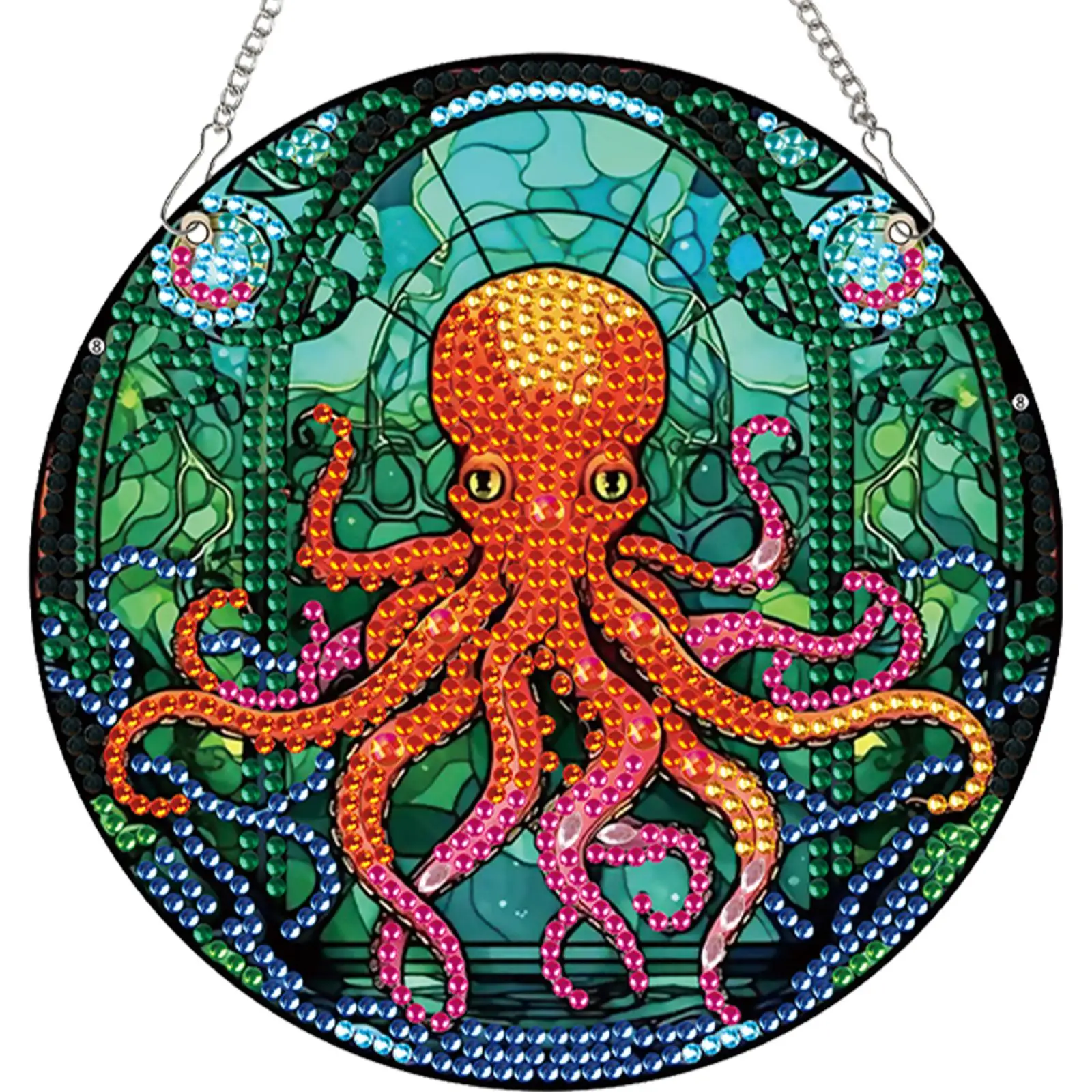 

2pcs Octopus Theme 2D Flat DIY Diamond Art Pendant Decor for Home & Windows