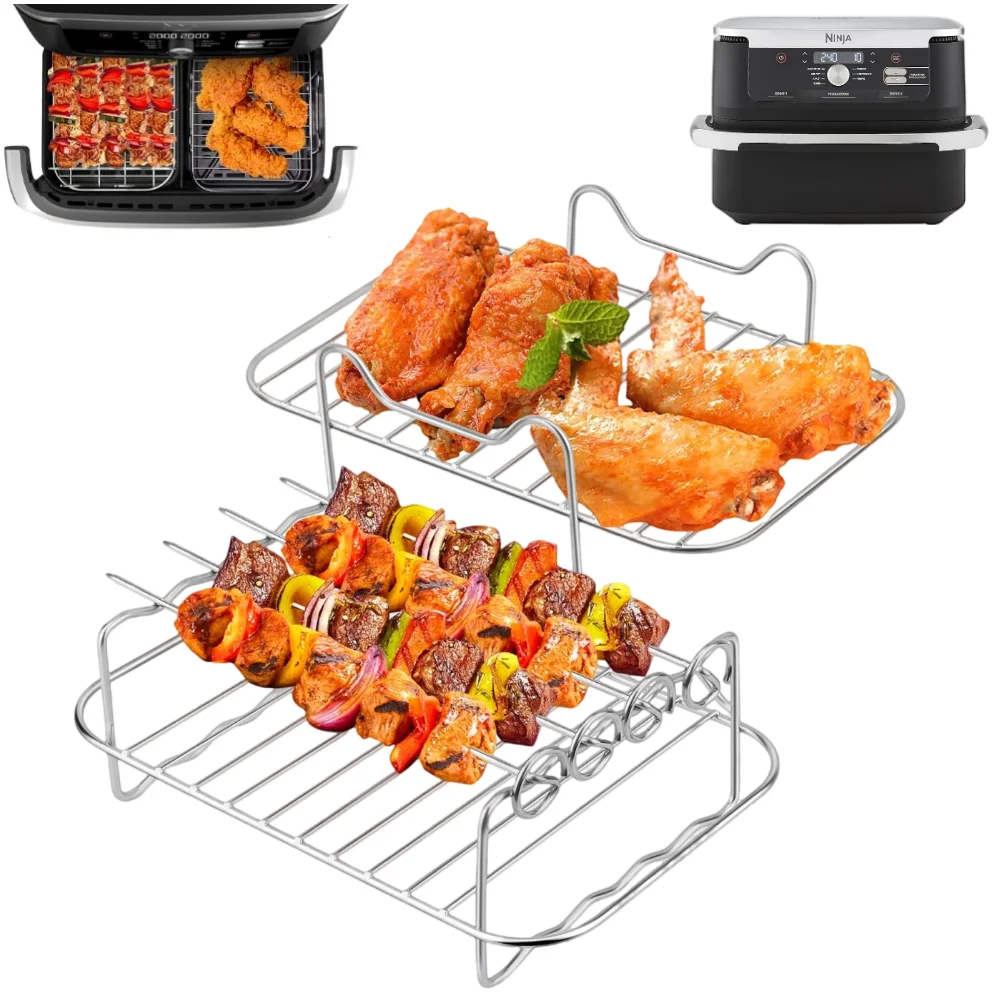 1set Air Fryer Grill Rack For Ninja 10.4L AF500 and COSORI 10L Air Fryer Stainless Steel Rack Easy Clean Dishwasher Safe