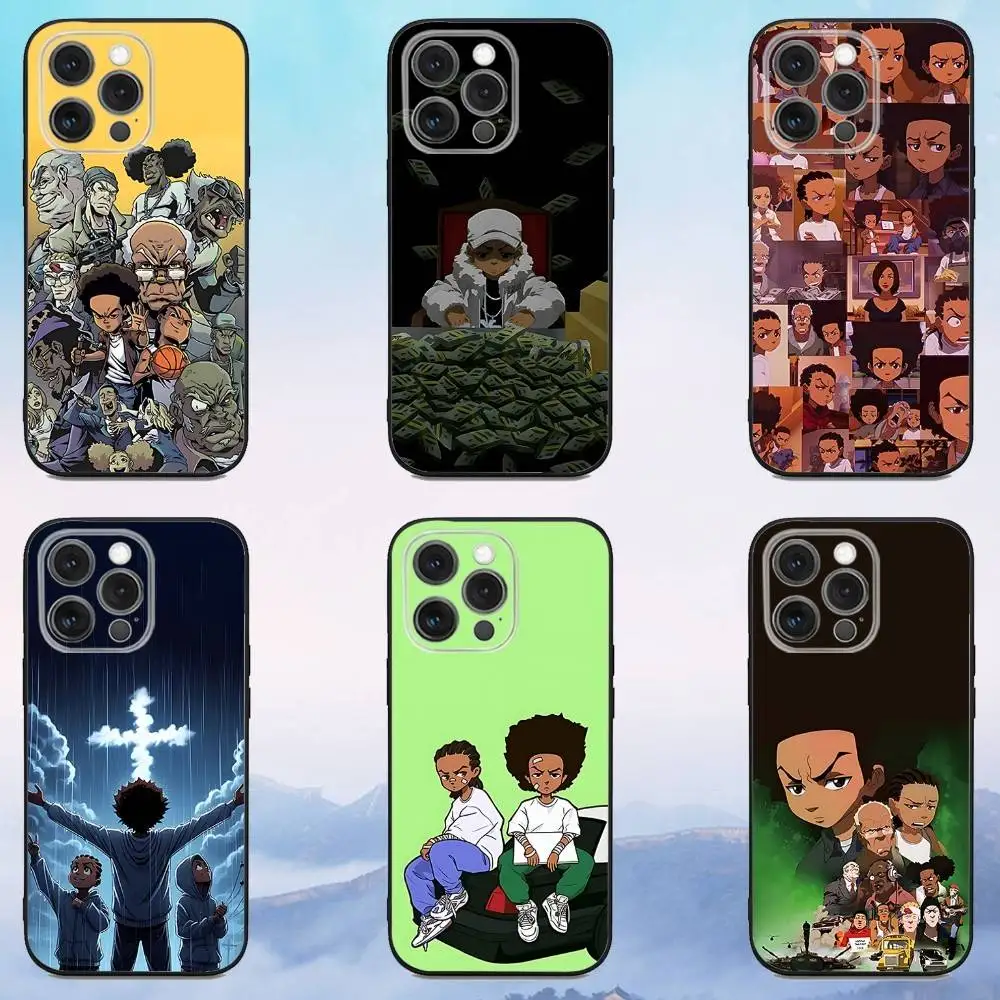 

The Cartoon B-Boondocks Phone Case For iPhone 16e,16,15,14,13,12,11,Pro,X,XS,Max,XR,Plus,Mini Soft Black Cover
