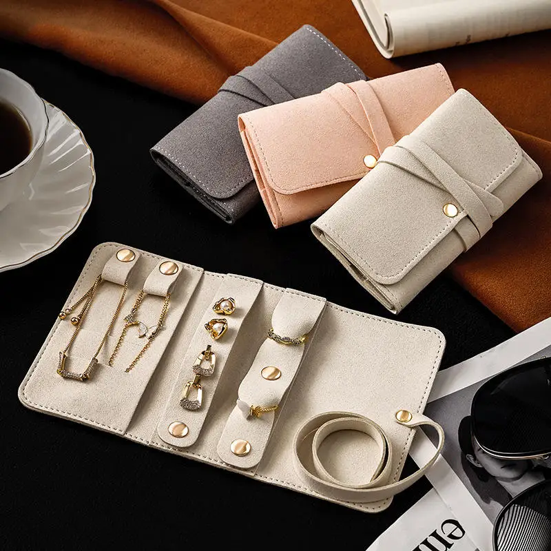 

Roll Up Jewelry Storage Bag Portable Foldable Earrings Display Pouch Handheld Packaging Organizer Necklaces Storage Pouch 1PC