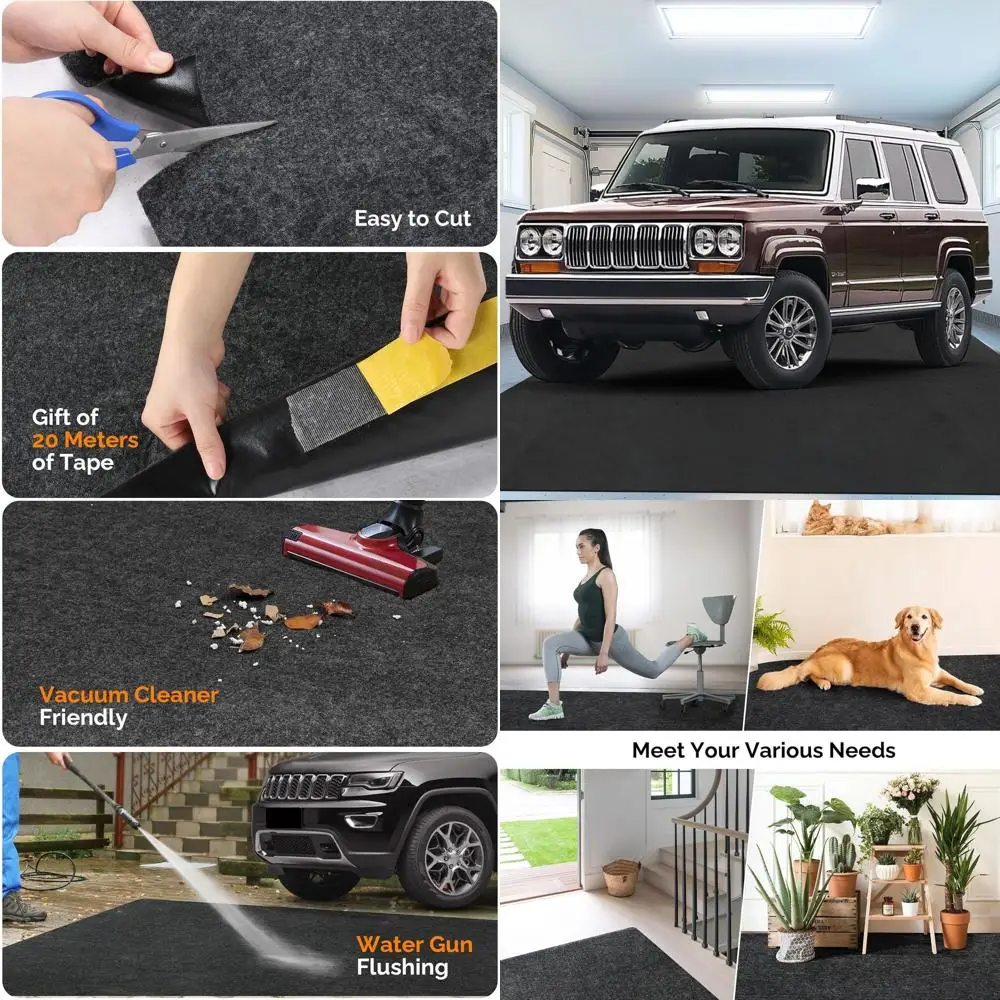 

8' x 22' Reusable Washable Oil Absorbent Mat for Garage Floors and Driveways