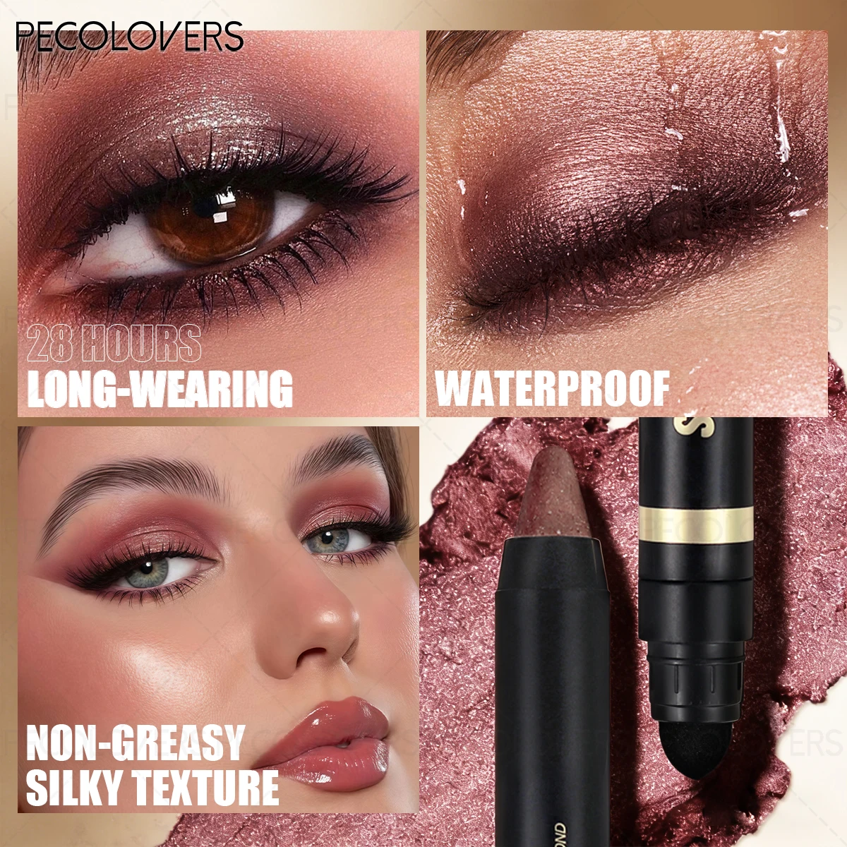 9pcs/set High Gloss Eyeshadow Pencil Double End Beads Bright Flash Eyeshadow Stick Anti Sweat Long Acting High Color Eyeshadow