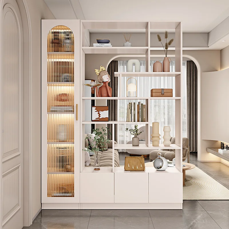 Living room partition cabinet entrance shoe cabinet integrated cabinet home shelf modern simple door solid wood screen decoratio 3