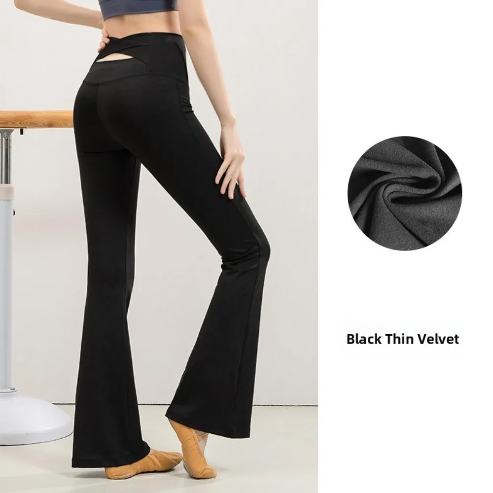 Pilates With Velvet Yoga Pants Micro Flared High Waist Fitness Pants Breathable Stretchy High Elastic Pants Women Wear