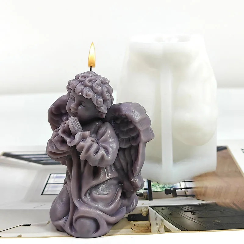 Praying Little Angel Candle Mold Silicone DIY Handmade Aromatherapy Wax Mold European Style Holy Decorative Art Handmade Tool