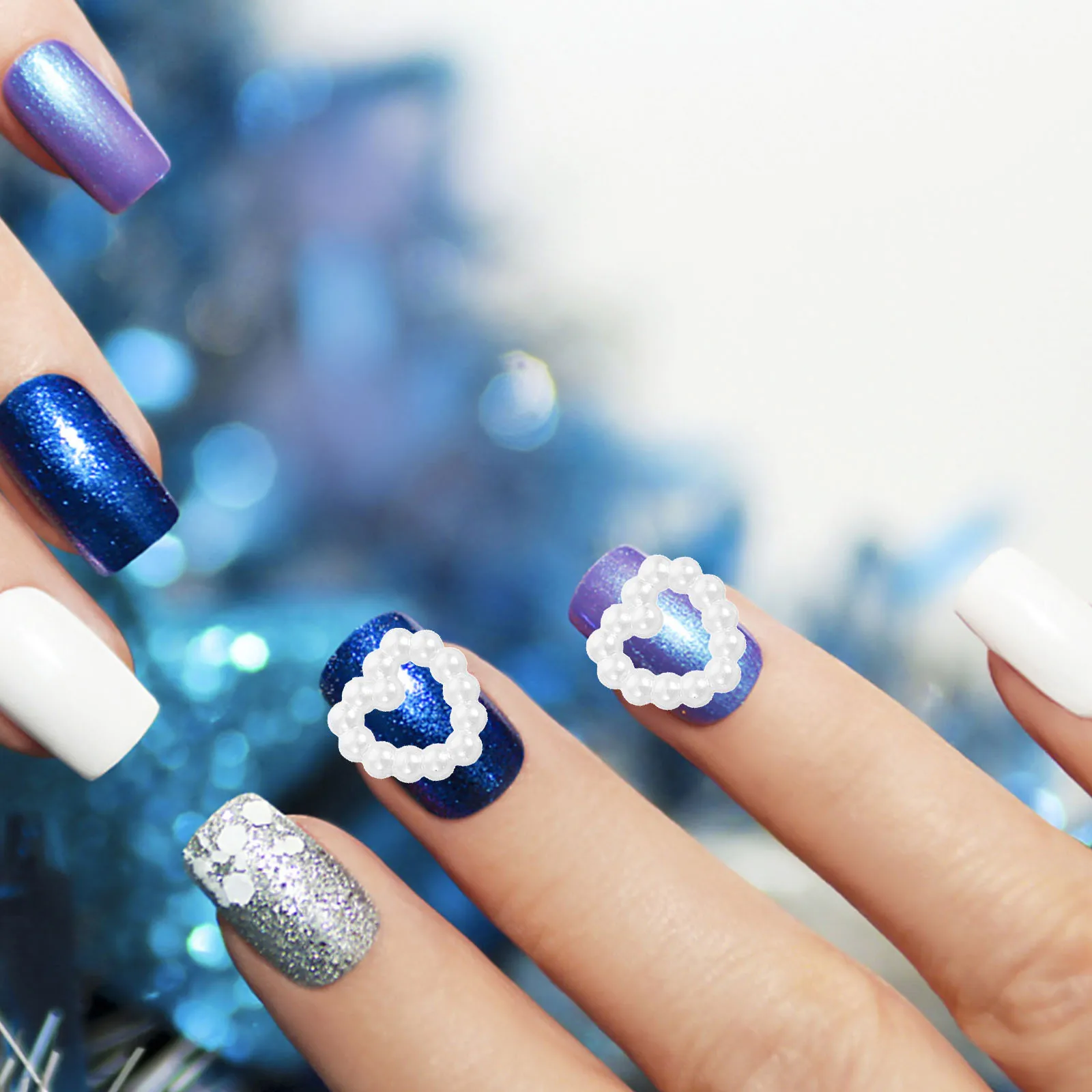 50 pçs coração 3d decorativo encantos de unhas para manicure leve diy decorações de unhas suprimentos encantos de unhas para acrílico