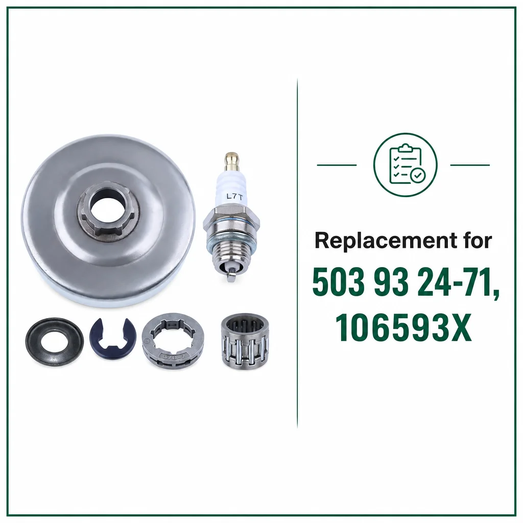 6 in 1 Sprocket Kit For Jonsered 2171 2172 2165 2163 2071 2065 2063 Chainsaw, Clutch Drum Spark Plug Set Replaces Oregon 106593X