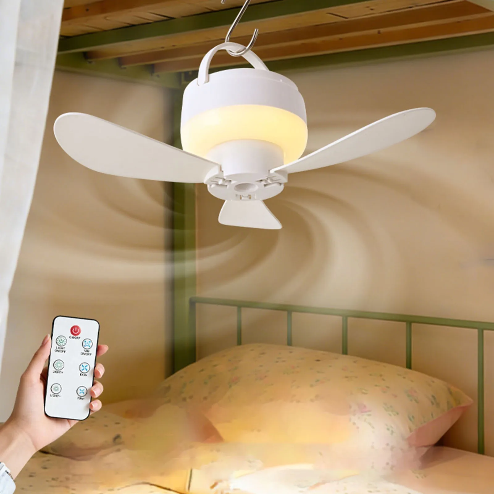 5.51 Inch USB Dimmable Canopy Fans with LED Lights Hanging Pop Up Tent Fans for Tents Canopies Beach RV Car Camper & Outdoors