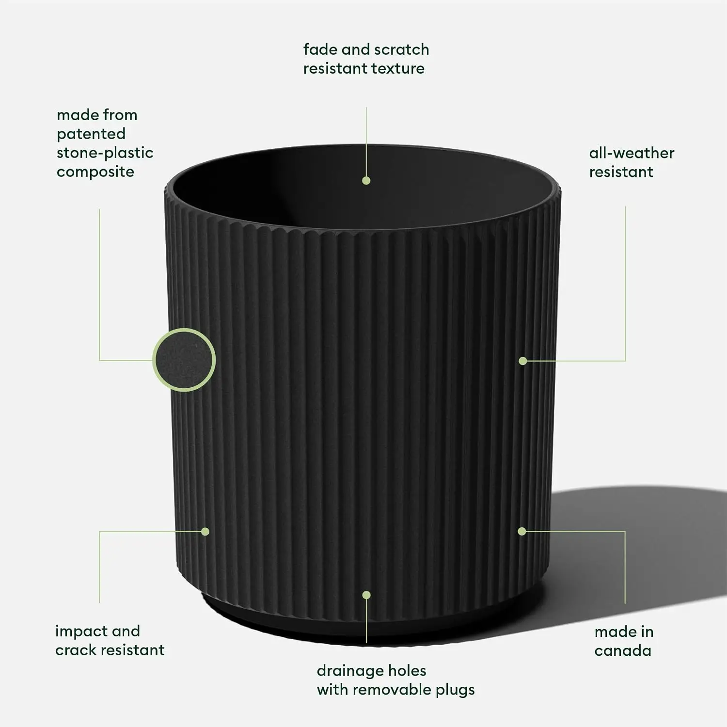 Veradek Mason Series Demi Planter - Large Round Planter for Indoor or Outdoor Patio/Balcony | Made from Plastic & Concrete with Drainage Holes | Modern Décor for Flowers, Trees, Tall Plants