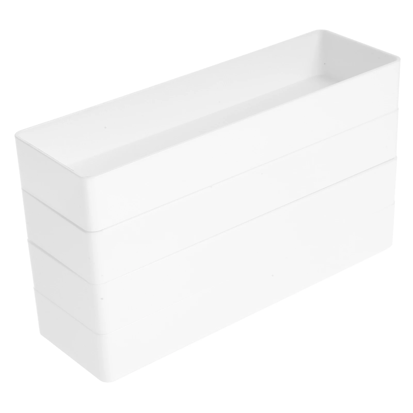 

4pcs White Large Square Storage Boxes Desk Drawer Organizer Plastic Easy Clean Home Office Dormitory Bathroom Makeup
