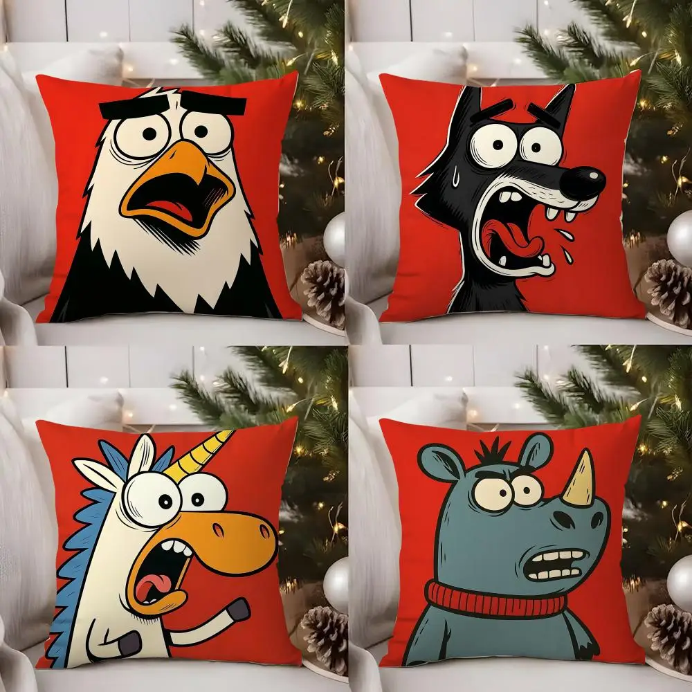

Cartoon Cute Animal Simple Cushion Cover Short Plush Double-sided Print Square Throw Pillow Covers Sofa Home Cushion Decor