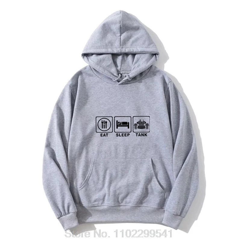 World Of Tanks Classic Game Armored Tank EAT SLEEP TANK Hoodie Classic Graphic Hoody Cotton Sweatshirt Harajuku Streetwear