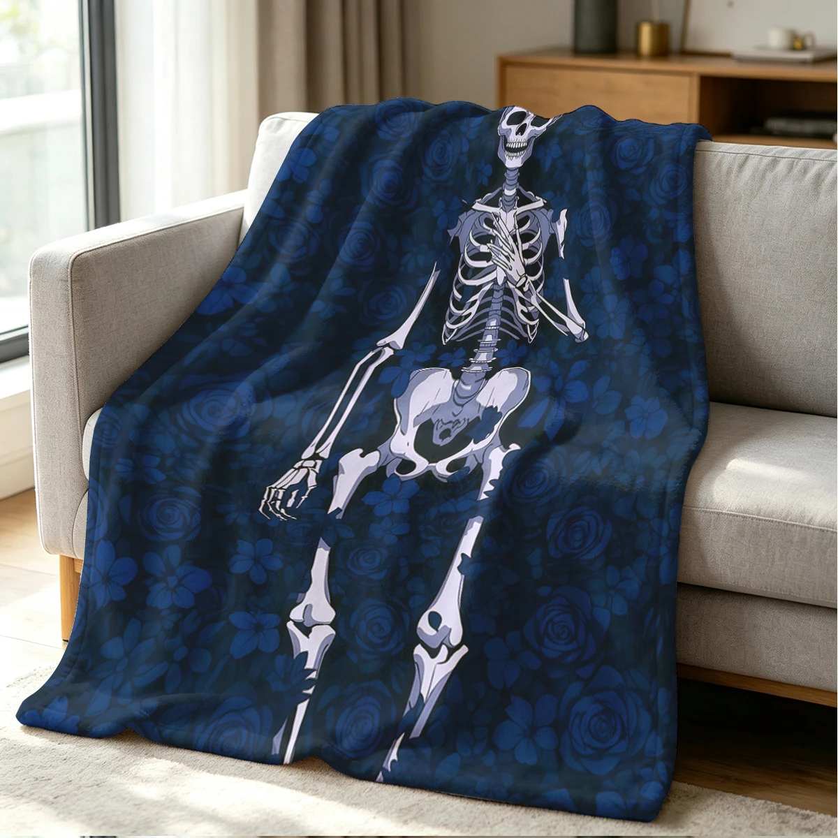 Blue Bones Blanket Soft Cozy Throw for Sofa Bed Festive Holiday Decor Gift for Kids and Adults,Lightweight and Warm