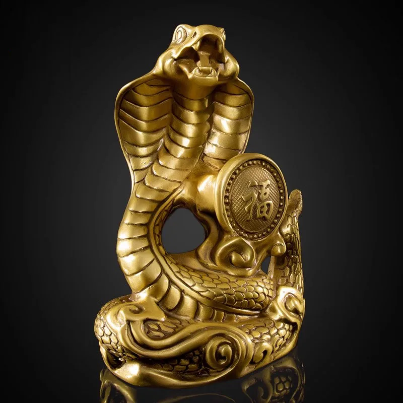 Feng Shui Chinese Copper Brass Ornaments Zodiac Snake Crafts Home Living Room Decor Furnishings Office Gift