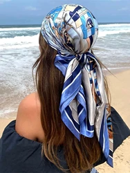 Popular Shawls Europe And America Fashion Bandannas New Print Sunscreen 90X90CM Kerchief Four Seasons Luxury Square Silk Scarves