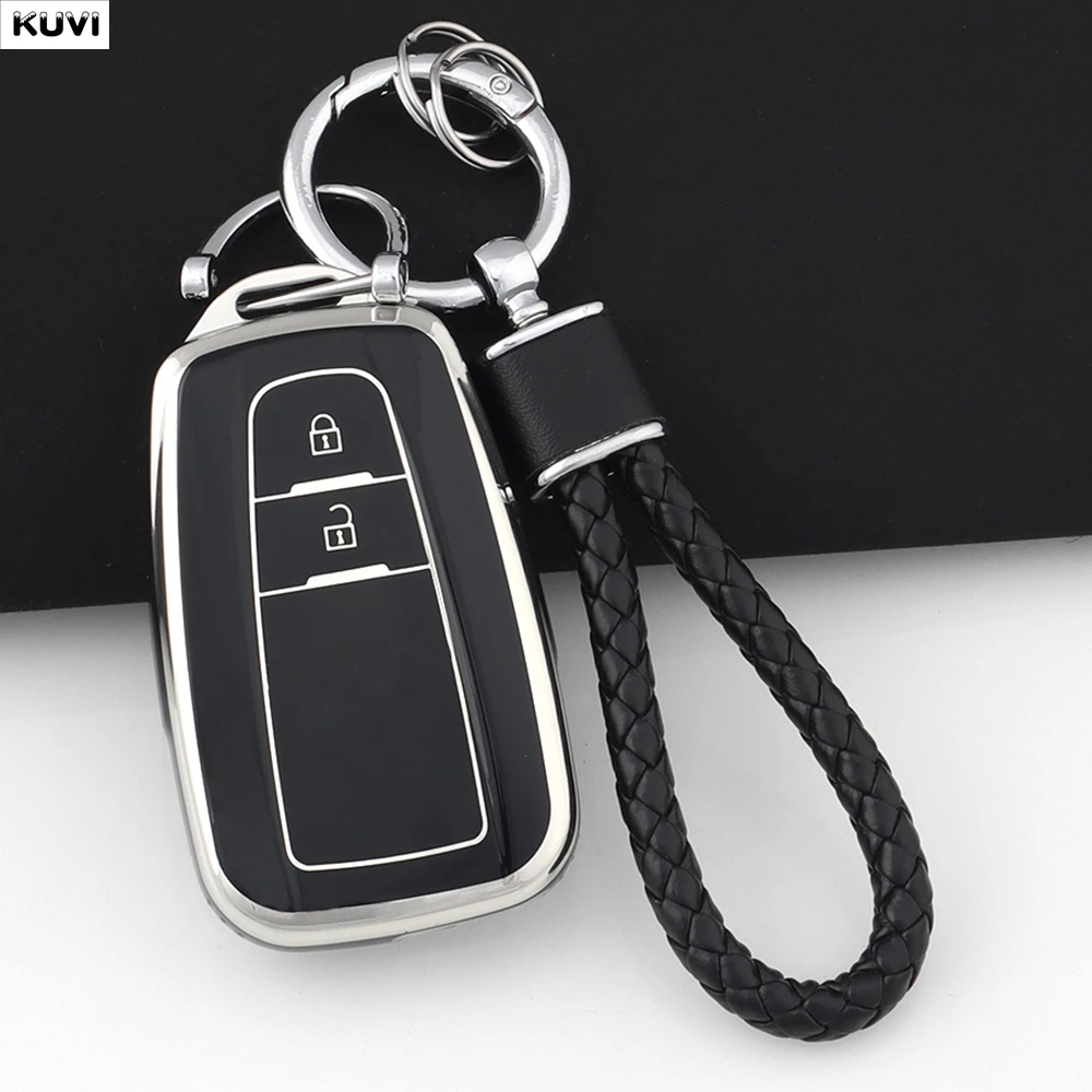 2 Buttons TPU Car Remote Key Case Cover Shell Fob For Toyota Corolla Prius Camry CHR C-HR RAV4 Altis Land Cruiser Prado Keyless
