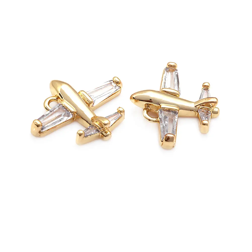 18K Gold Color Airplane Bicycle Tower Windmill Charms Pendants High Quality Diy Jewelry Making Necklace Earrings Accessories