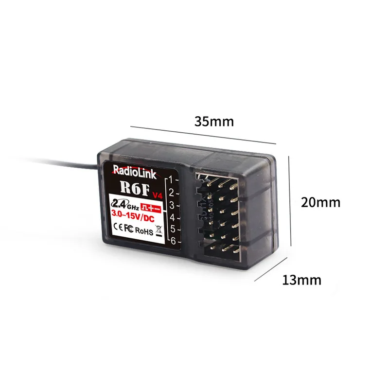 Radiolink R6F V4 Rc Receiver 2.4G Signal for RC Transmission High Voltage Six Channel RC4GS/RC6GS V3 Car Model Ship Model