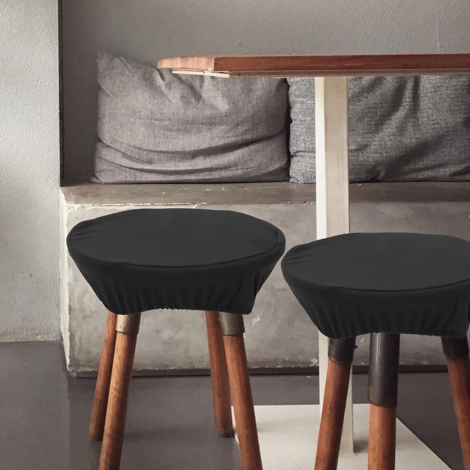 

2Pcs Round Bar Stool Seat Covers Polyester Elastic Washable Cushion Slipcover Practical Chair Protector Bar Stool Covers