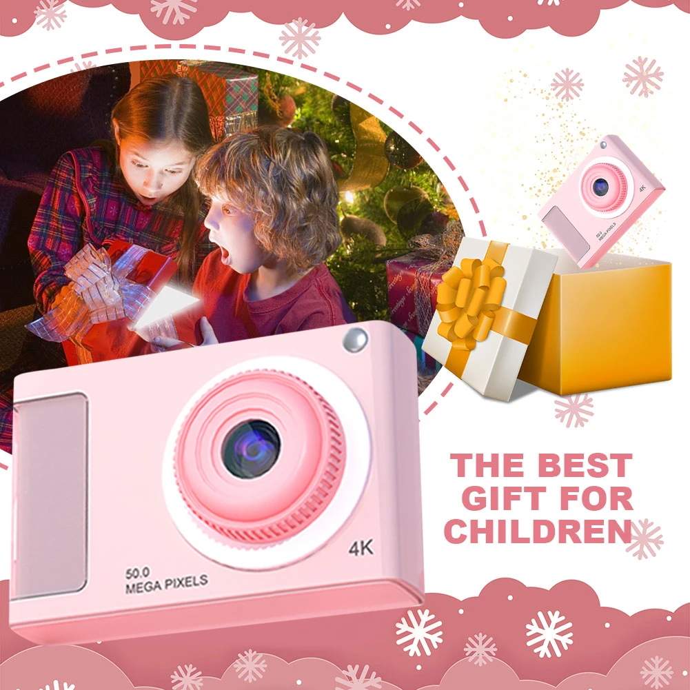 48MP HD Video Camera 2.4in IPS Display 16X Zoom Student Selfie Camera with Fill Light 4K Portable Camera for Kids Students Teens