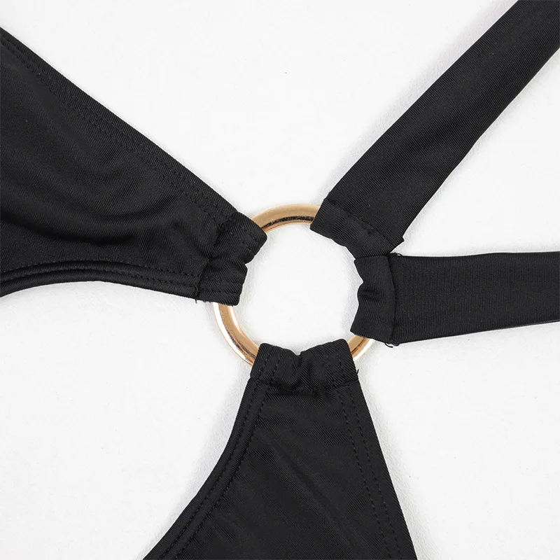 2025 New Black White One Piece Swimsuit Sexy Solid Swimwear Women Bathing Suit Beach Backless Monokini Swimsuit Female Bikini