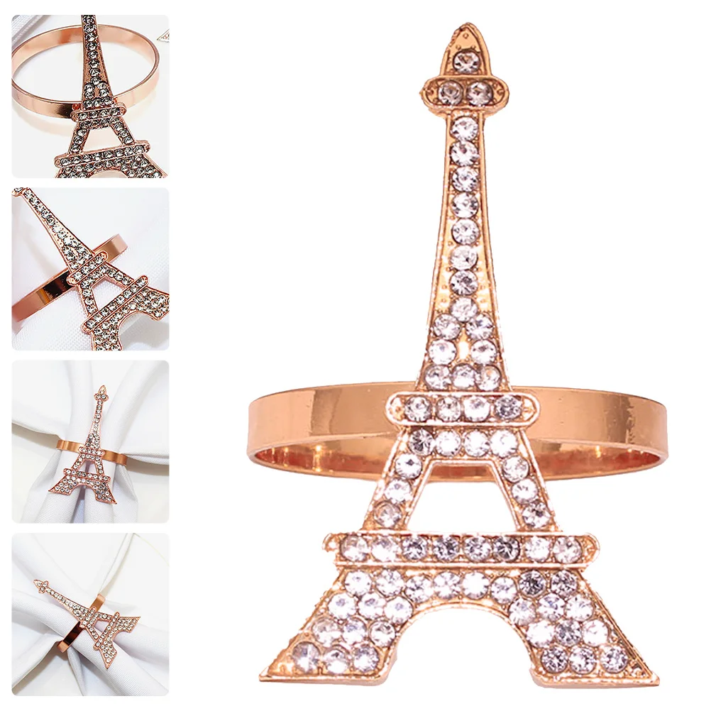 

4 Pcs Decorate Napkin Ring Buckle Banquet Gold Alloy Serviette Buckles Eiffel Tower Rings