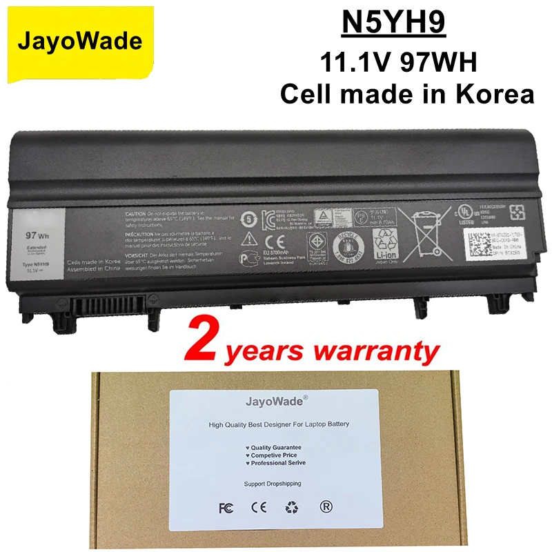 

JayoWade Korea Cell New N5YH9 Аккумулятор для ноутбука DELL Latitude E5440 E5540 VJXMC VV0NF 0K8HC 7W6K0 CXF66 0K8HC 9CELL 11,1 V 97WH