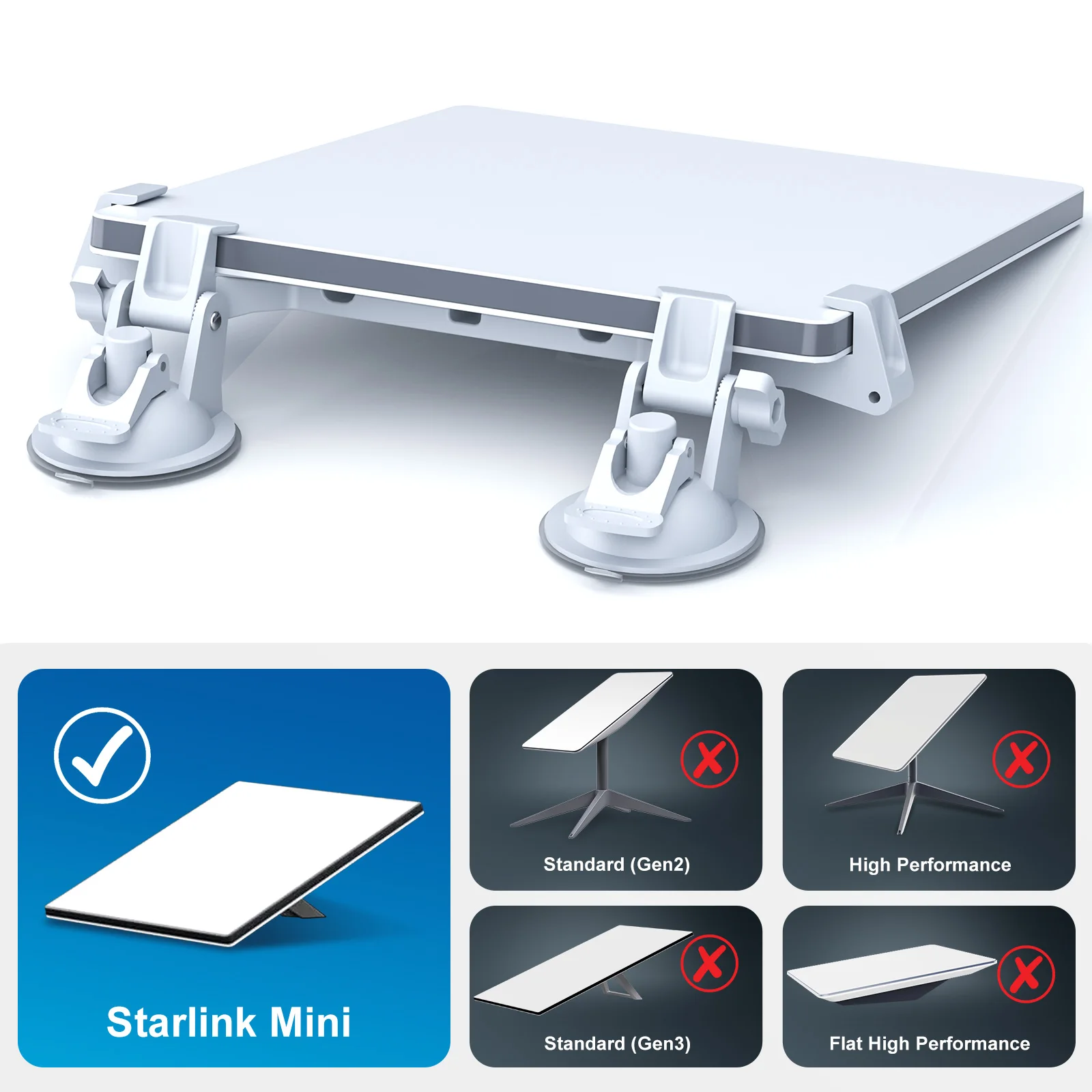 4 Suction Cups and 2 Brackets For Starlink Mini Mount Suction Cup Car Sunroof  Suction Mounting Bracket for RVs Boats Glass roof