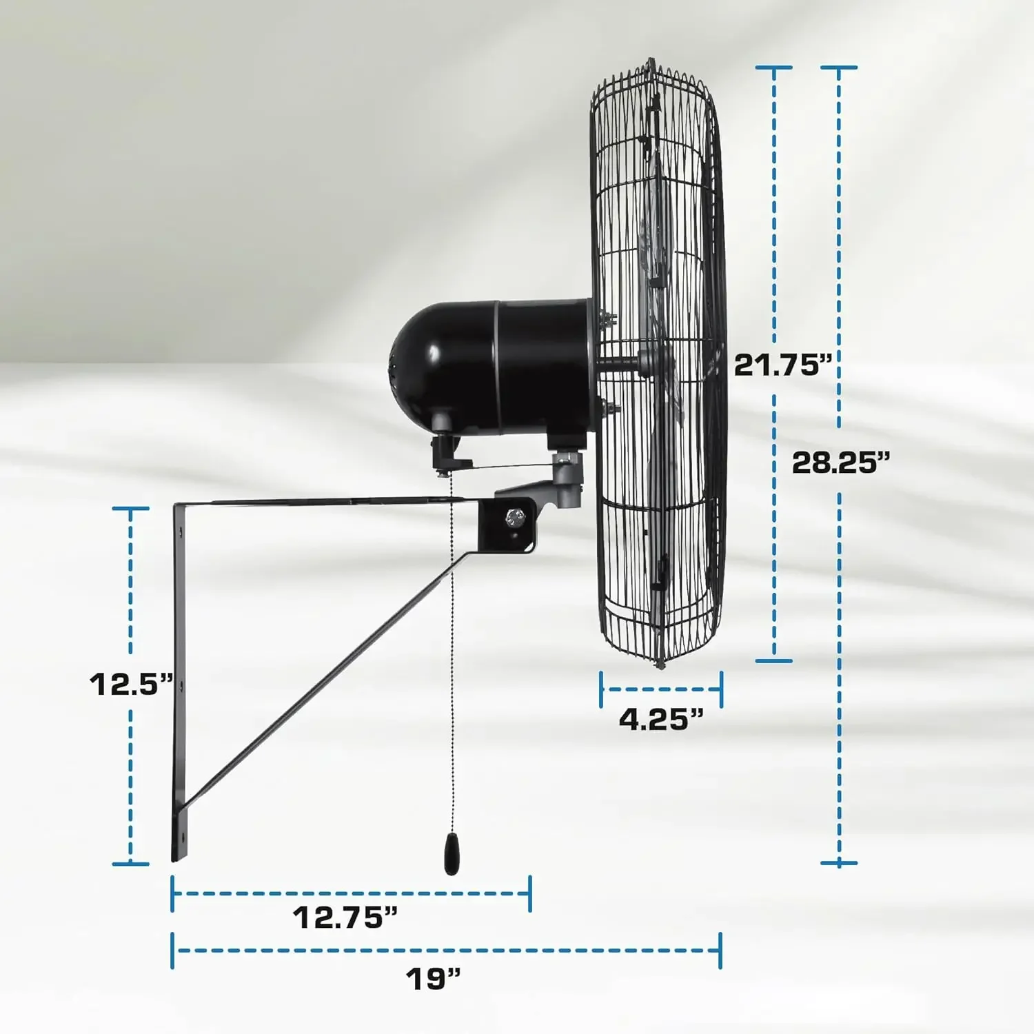 Metal Wall Mount Fan, Corded Commercial Grade Oscillating 3 Speed, 20